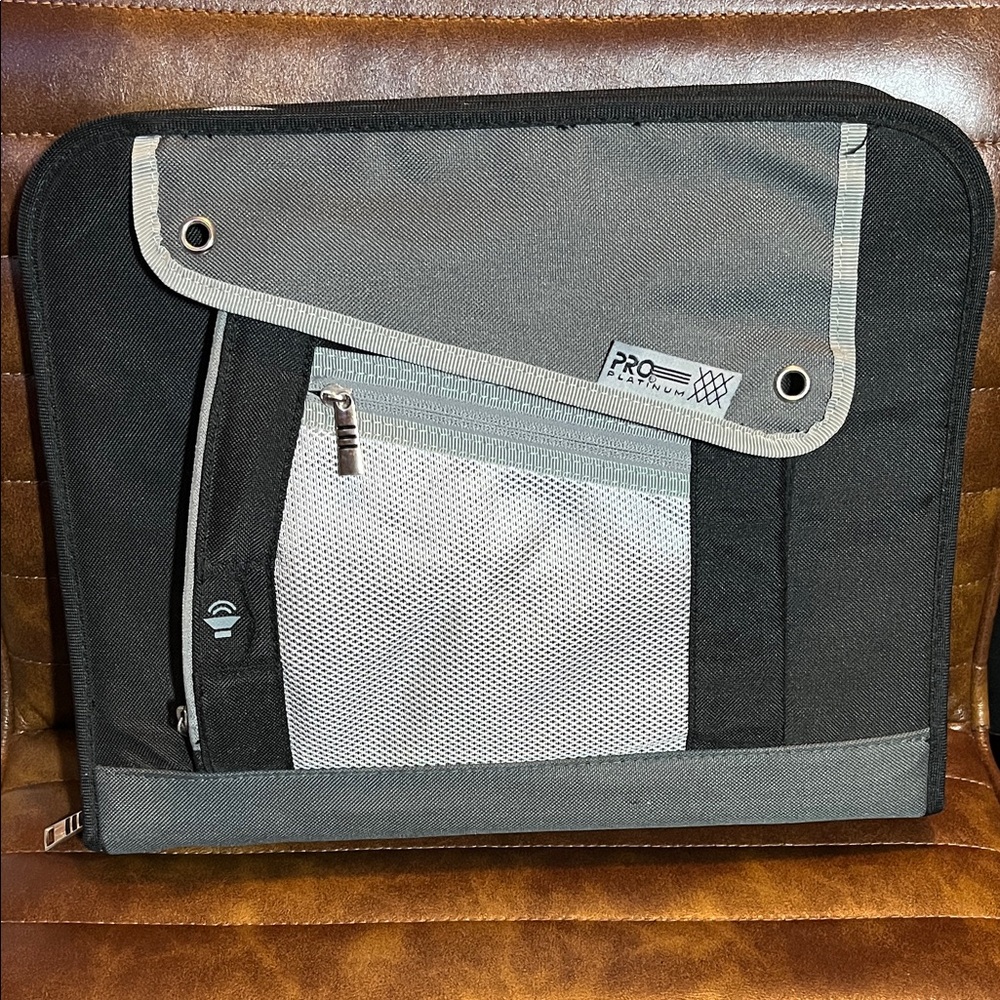 Black & Gray MutiUse Removable Binder With Several Compartments & Zipper Pockets